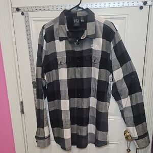 Storm, Men's, Work, Casual, Outside, Cozy, Winter Black, Warm,  Checkered Shirt